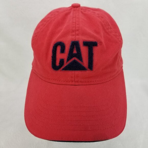 ✅Caterpillar CAT Authentic Baseball Cap Red Raised Black Logo Adjustable OSFA - Picture 3 of 11